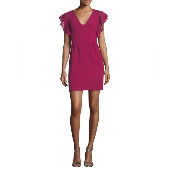 TRINA TURK Loganberry Glowing Flutter Sleeve Dress- Size 2 - Picture 1 of 4
